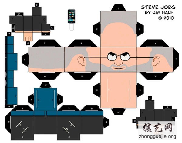 手工折纸教程 乔布斯人偶纸模型制作图纸