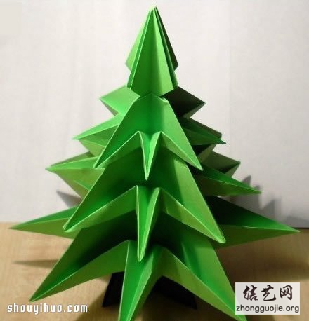 圣诞树的折法图解手工折纸制作圣诞树教程