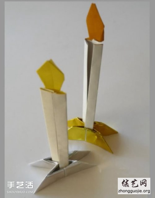 折纸蜡烛的方法图解 手工纸蜡烛的折法教程 -  www.shouyihuo.net