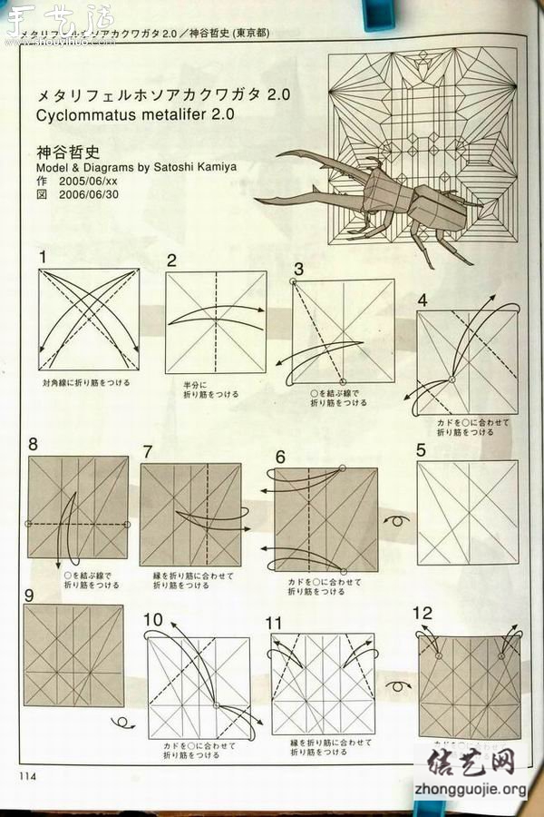 天牛手工折纸教程 -  www.shouyihuo.net